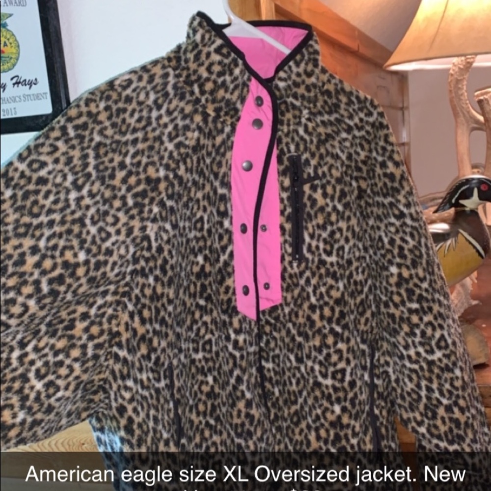 American eagle cheetah print oversized jacket